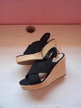 Sandalias cuña negras mujer 40