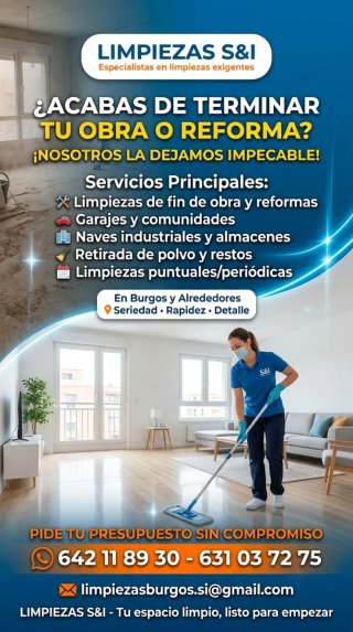 Limpieza fin de obra, garajes y comunidades Burgos