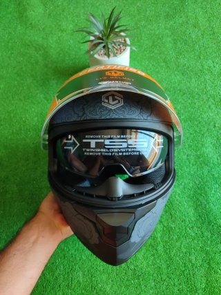 Casco Moto Integral Talla M Diseño Gato Gris