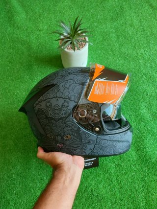 Casco Moto Integral Talla M Diseño Gato Gris