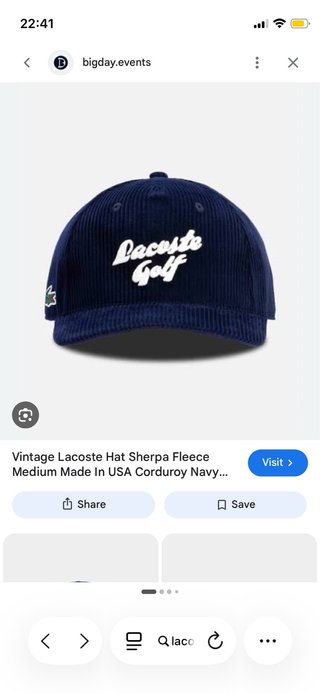 Gorra Lacoste Golf Corduroy Blue