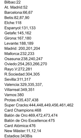 Cambio cromos Adrenalyn XL. 25/26