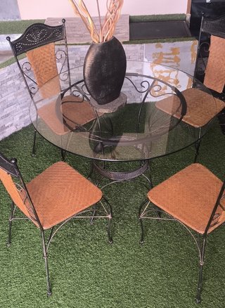 Mesa y 4 sillas forja artístic