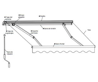 Toldo Beige Aluminio Blanco 2.95x2