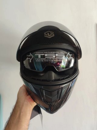 Casco Moto Integral Talla M Negro Carbono