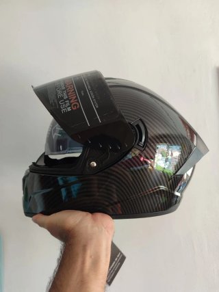 Casco Moto Integral Talla M Negro Carbono