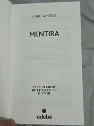 Libro Mentira - Care Santos (Edebé, Premio Edebé)