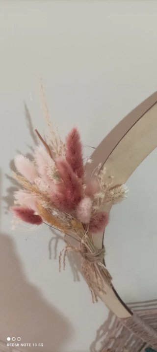 Decorazione Macramè Cerchio Cuore Fiori Secchi