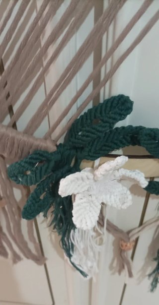 Decorazione Macramè Cerchio Cuore Fiori Secchi
