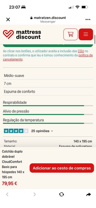 Colchão duplo dobrável CloudComfort
