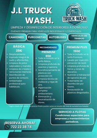 Servicio de limpieza y desinfección de vehiculos.