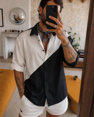 Camisa Vintage Color Block 80s
