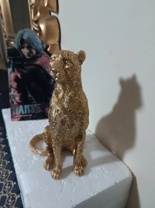 Figura Resina Bronceada Leopardo 21cm