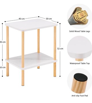 Mesita auxiliar 2 niveles madera y metal