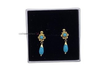 pendientes oro 18k con piedra con turquesa