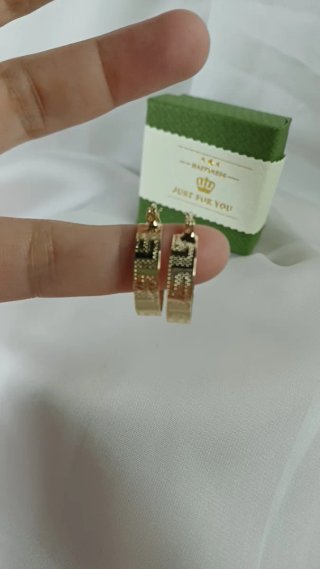 Pendientes Aro Greca Chapado Oro 18k Vintage