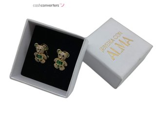pendientes oro 18k con piedra con circonita