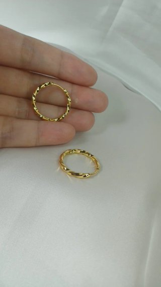 Pendientes Aro Rizado Chapado Oro 18k