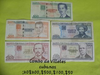 Combo Billetes Cuba 500,100,200, 50, 20