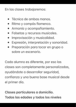 Clases particulares de guitarra flamenca
