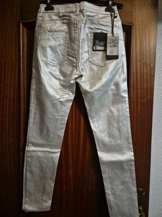 Pantalón plateado mujer