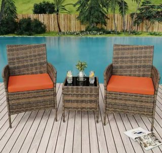 Juego de Muebles Rattan Exterior 3 Piezas
