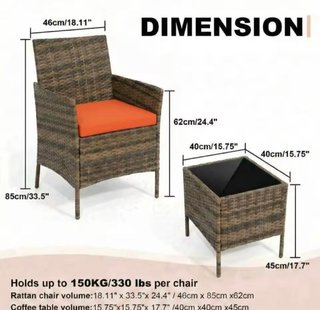 Juego de Muebles Rattan Exterior 3 Piezas