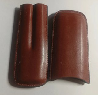 Petaca de cuero para 2 puros