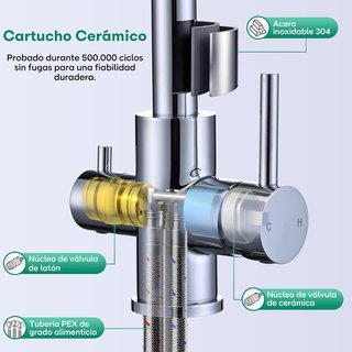 BUNTHAUS Grifo 3 Vías Ósmosis 360° Acero Inox