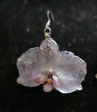 Pendientes Flor Natural Morado y Plata