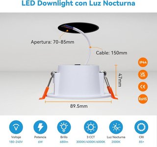 KEELED Downlight 6xLuz LED Techo Empotrable 6W