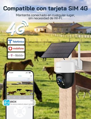 WOLFANG WT06 cámara 4G Exterior solar 2.5K SD 32GB