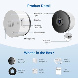 AKINGUAR C693 Cámara Ventana 3MP 2K WiFi 2.4-5GHz