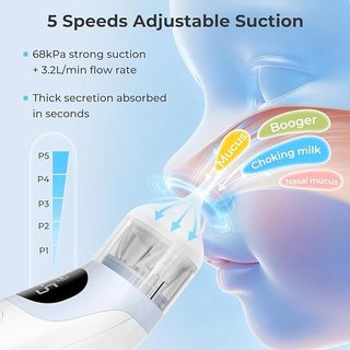 AEKREY aspirador nasal 5 niveles USB 4 boquillas