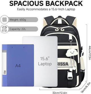 Amythe mochila Niña 22L 15.6'' ligera Oxford Negra