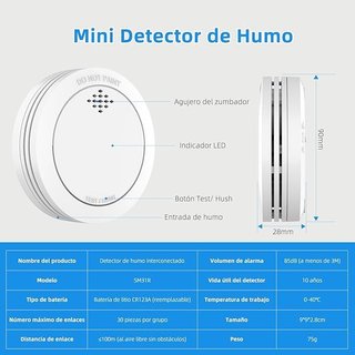 XINDUM 3x Detector de Humo con Soporte magnético