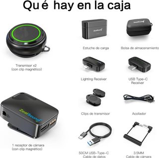 ZealSound Micrófono Solapa Inalámbrico 2TX+3RX