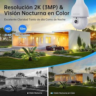 CiKiKWXO 2K 3MP Bombilla E27 Camara WiFi DUAL