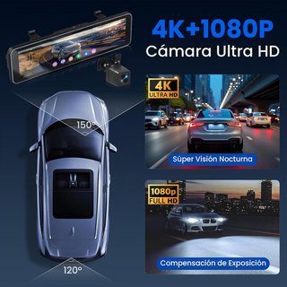 HIKITY Espejo Retrovisor Dash Cam 10,8'' 4K WiFi