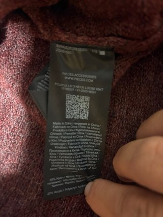 Jersey punto grueso Pieces borgoña talla L nuevo
