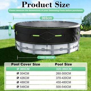 ROMIVO Cubierta Piscina Ø365cm PVC UV Polvo