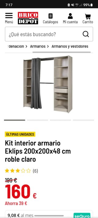 Armario empotrado madera y tela