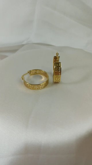 Pendientes Aro Diseño Griego Chapado Oro 18k