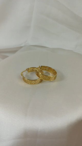 Pendientes Aro Diseño Griego Chapado Oro 18k