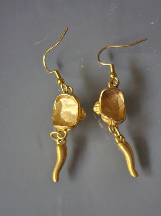 Orecchini donna dorati con cornetti