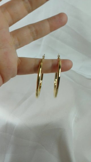 Pendientes Aro Grande Liso Chapado Oro 18k Vintage
