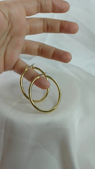 Pendientes Aro Grande Liso Chapado Oro 18k Vintage