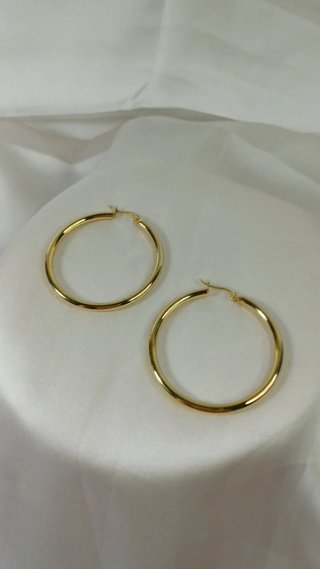 Pendientes Aro Grande Liso Chapado Oro 18k Vintage