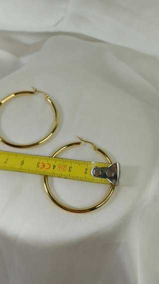 Pendientes Aro Grande Liso Chapado Oro 18k Vintage
