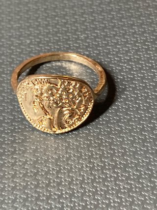 Anillo de acero con diseño de moneda